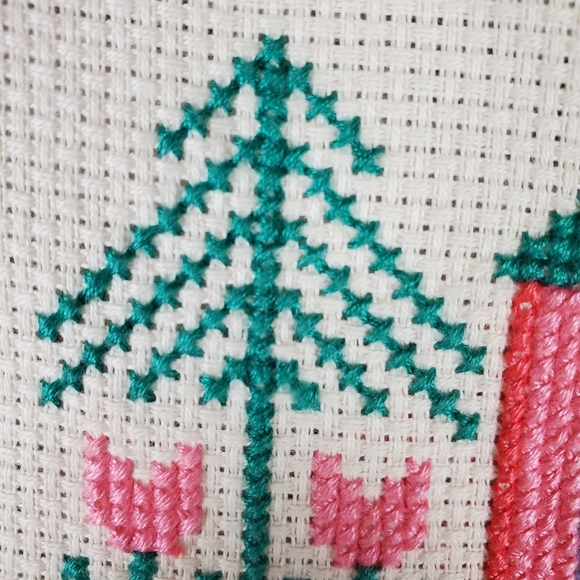 2/$25 80s Cross Stitch Sampler Home Is Where The Heart Is 16.5 x 13.5" Completed - Picture 4 of 9